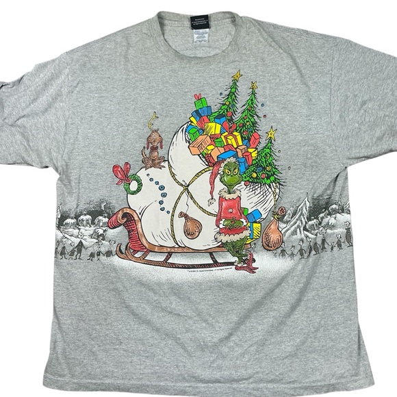 Dr. Seuss Other - Vintage Dr. Seuss The Grinch Christmas 2001 gray double sided graphic T-shirt XL